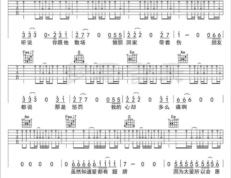 《泪的小雨》吉他谱_董沁