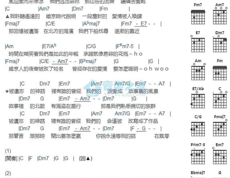 《告诉远行的少年》吉他谱_黄姗姗