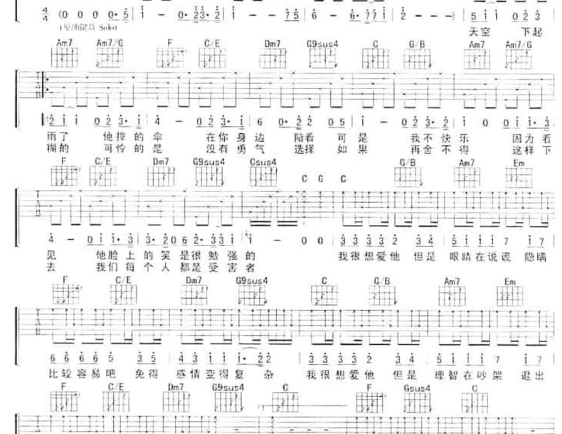 《真爱面对面》吉他谱_黄圣依