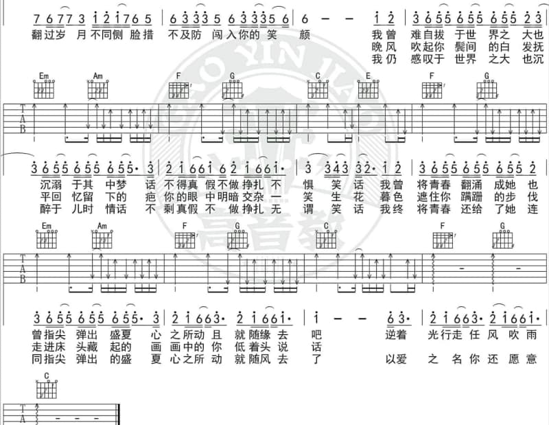 《奈何奈何》吉他谱_黄霄雲