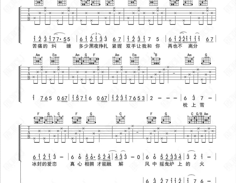 《七月何夕》吉他谱_黄霄雲