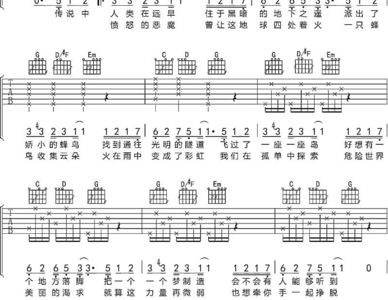 《记忆里的昨天》吉他谱_惠盼盼