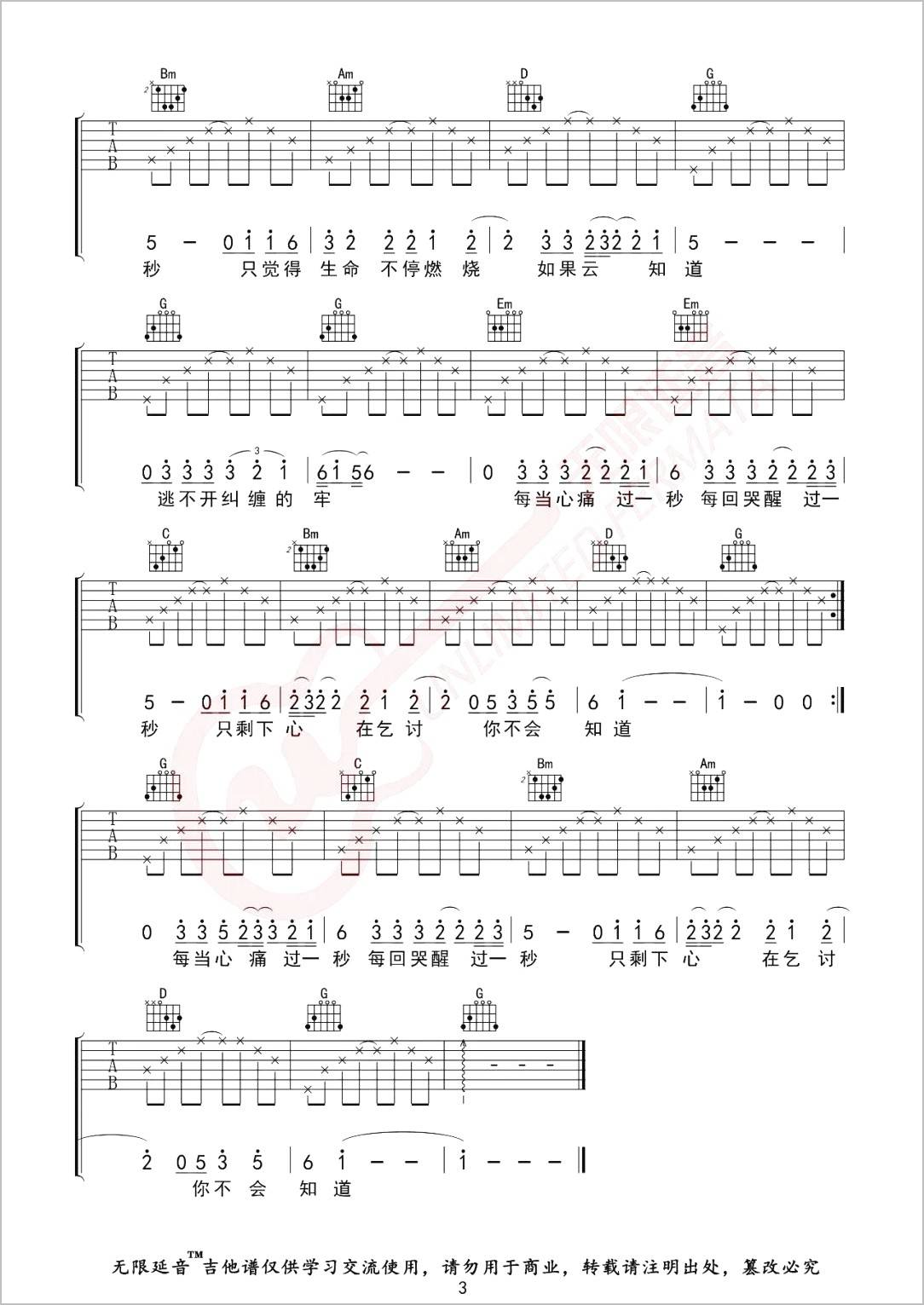 如果云知道吉他谱3-许茹芸